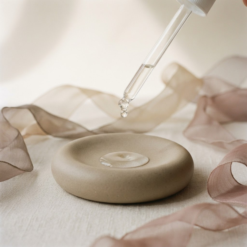 Laboratory pipette releasing a serum droplet